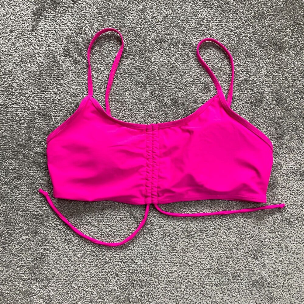 Shein Swimwear Bikini Top Womens Large Pink Spaghetti Strap Adjust Padded Beach